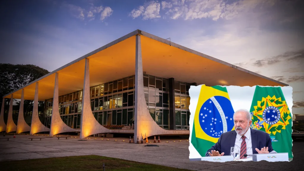 STF simboliza o julgamento que decidirá o fim da taxa das blusinhas, com Lula ao fundo no debate político
