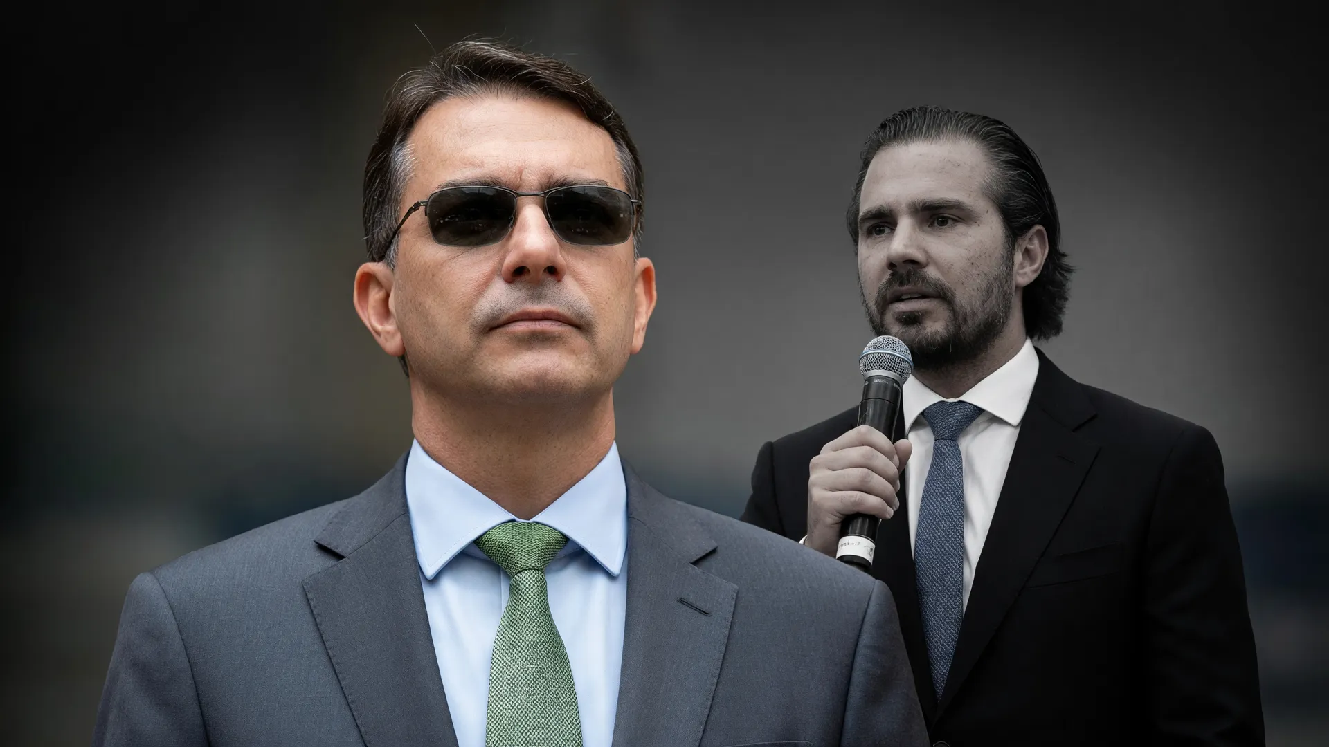 Foto de Flávio Bolsonaro ao lado de chefe de milícia ligado a Vorcaro, alvo da PF