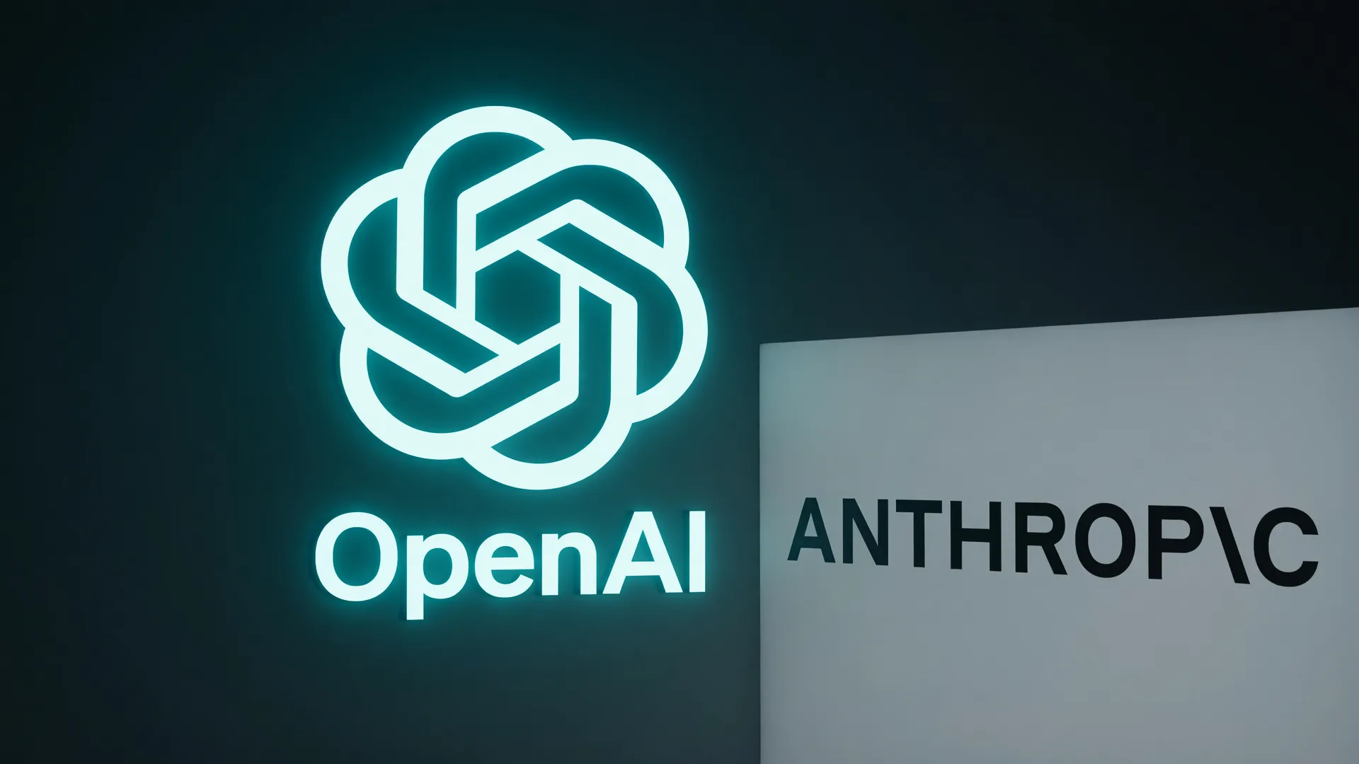 Logotipos da OpenAI e Anthropic lado a lado simbolizam o pedido urgente por freio no avanço da IA.