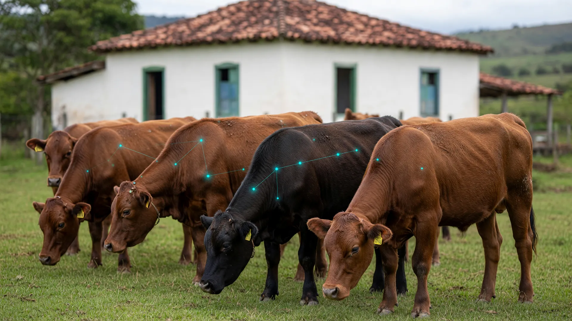 Rebanho com colar de IA em fazenda mineira ilustra o gado como garantia de empréstimo