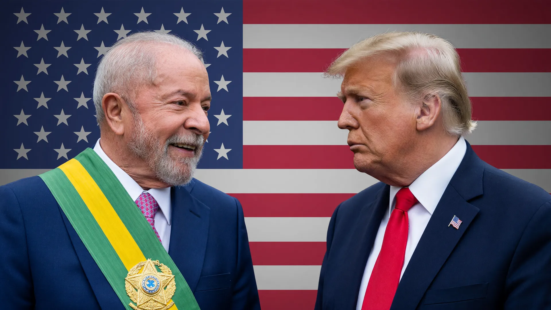Lula e Trump em confronto simbólico ilustrando a guerra da verdade Lula Trump sobre tarifaço dos EUA