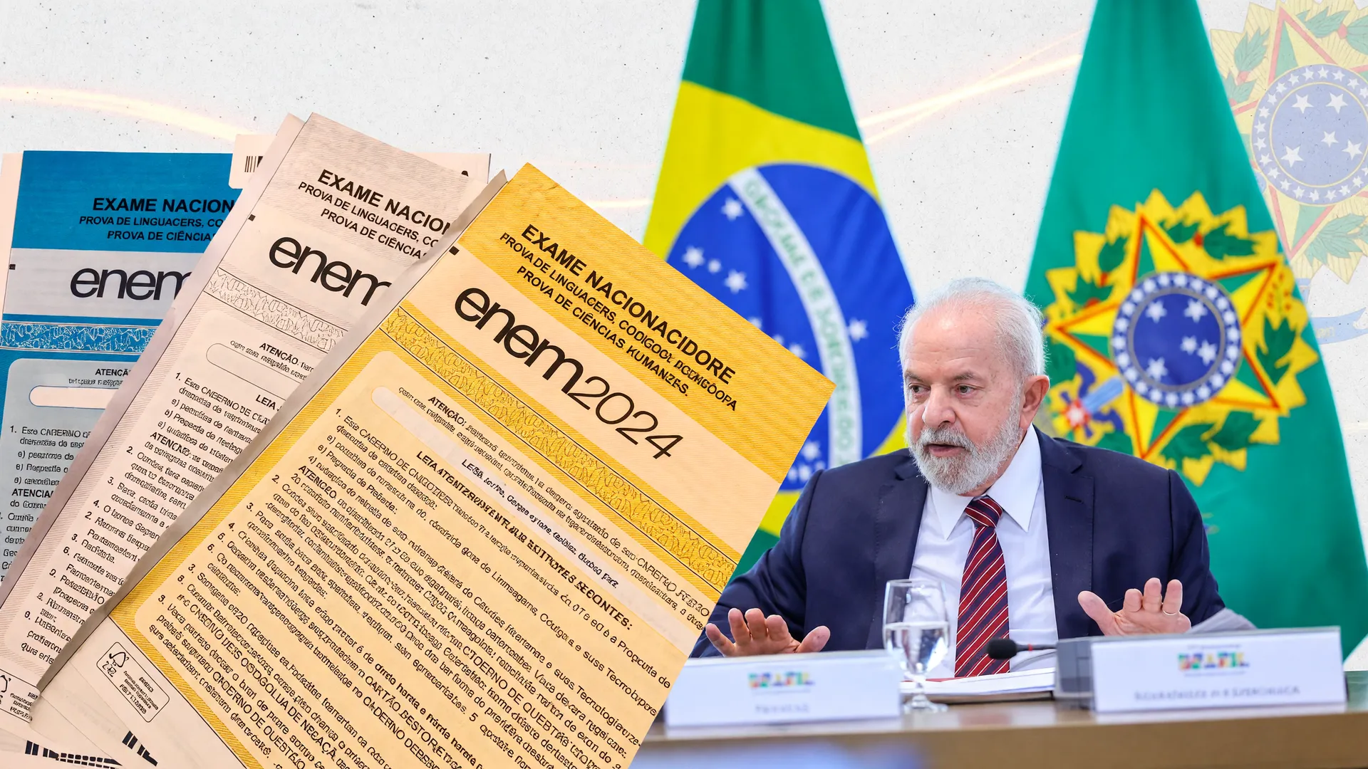 Provas ENEM 2026 ao lado de símbolo presidencial, representando a edição recordista de inscrições confirmadas