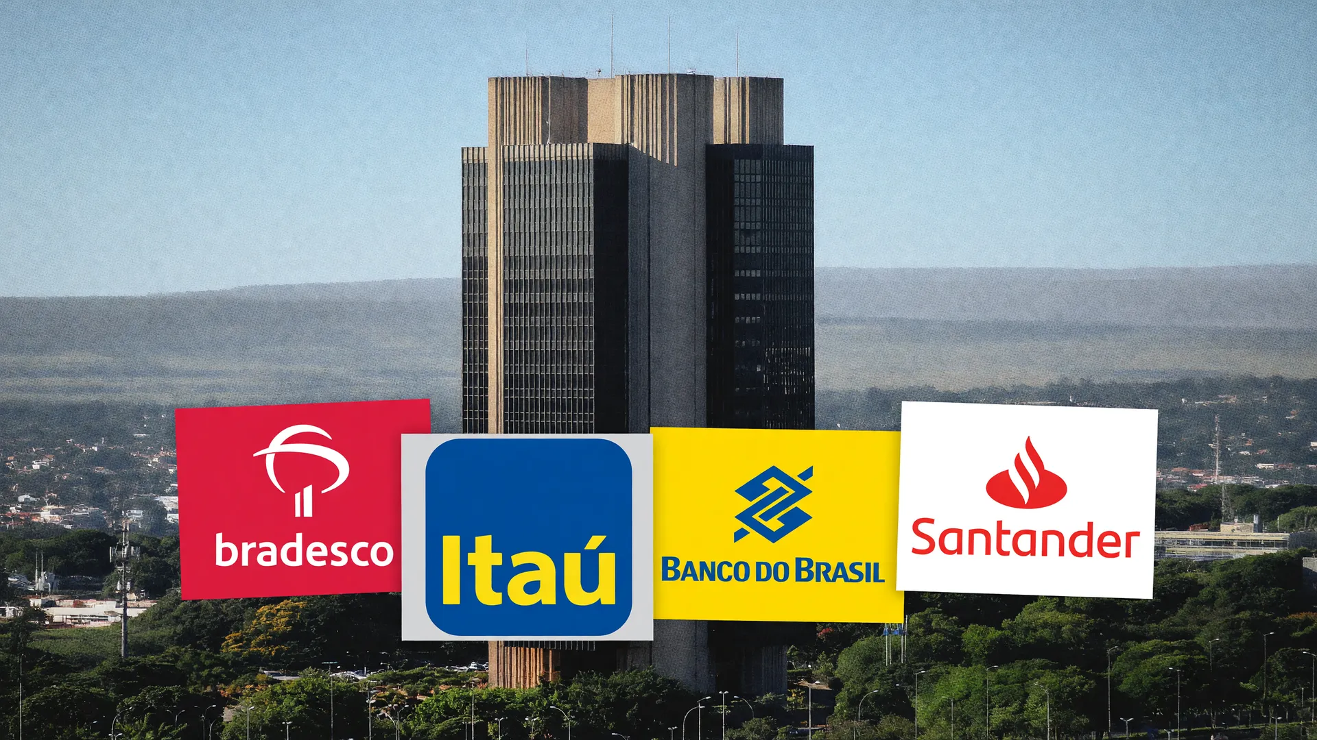 Sede do Banco Central e bancos brasileiros ilustram novo sistema que reduz juros na antecipação de recebíveis.