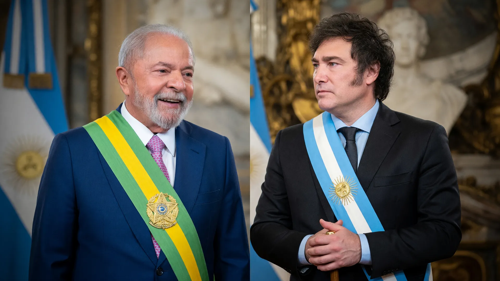 Lula rebate ataques de Milei: retratos dos presidentes do Brasil e Argentina frente a frente