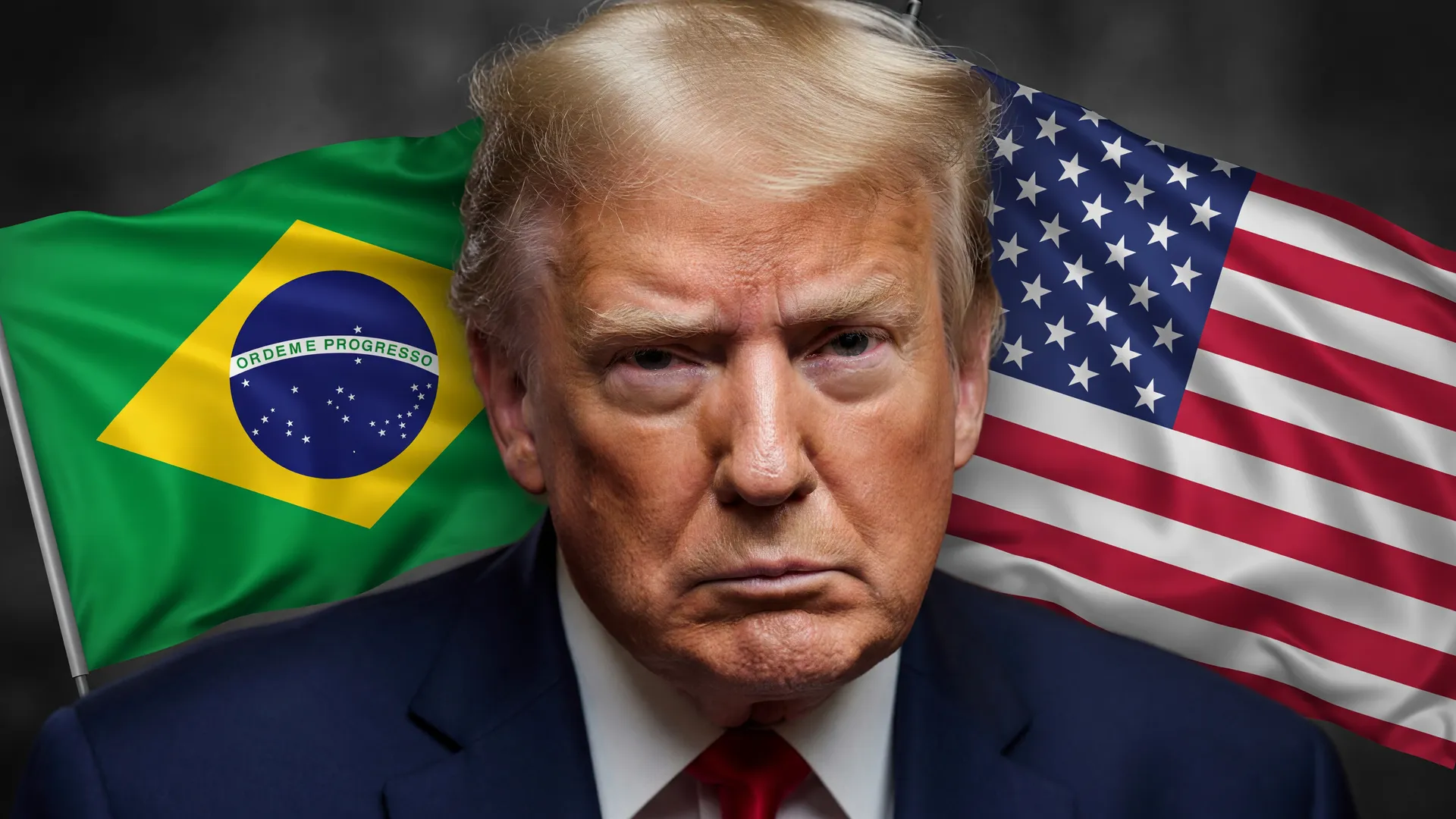 Composição editorial sobre mel brasileiro isenção tarifas Trump: bandeiras Brasil e EUA em negociação comercial