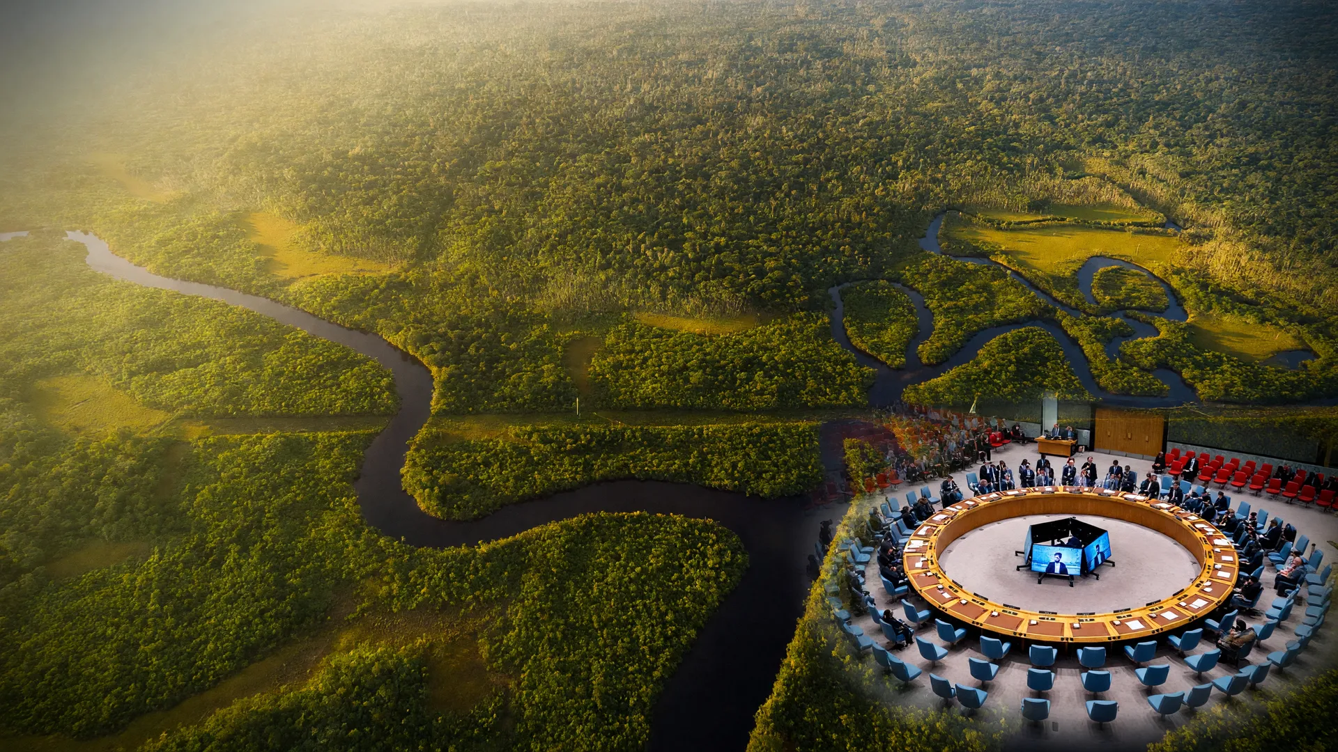 Vista aérea da Amazônia representa as metas globais de biodiversidade em pauta na ONU