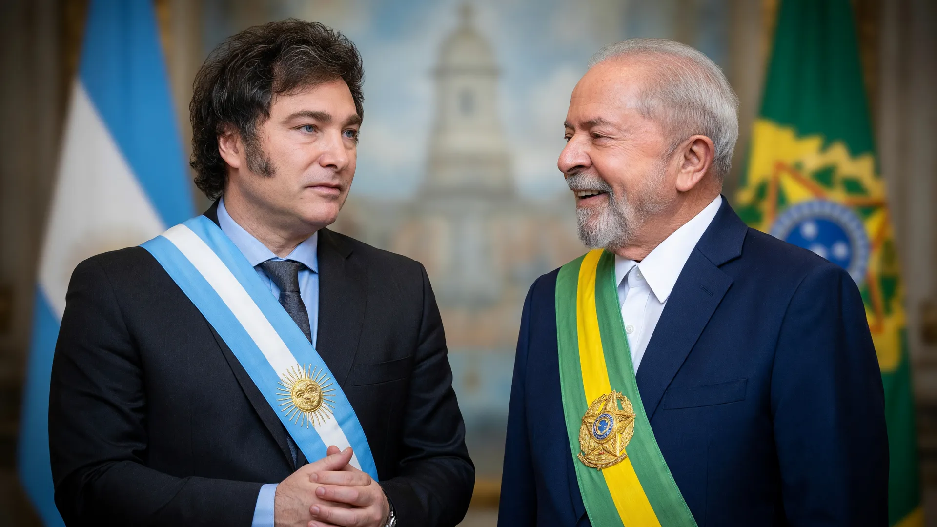 Retratos oficiais de Milei e Lula lado a lado simbolizam que Milei não rompe relações Brasil apesar da crise diplomática