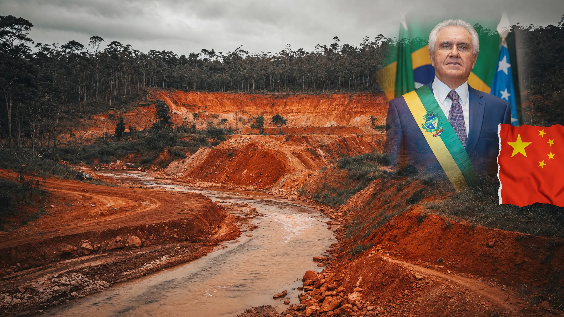 Mineração de terras raras em Goiás: área desmatada e córrego poluído revelam conflito ambiental por água