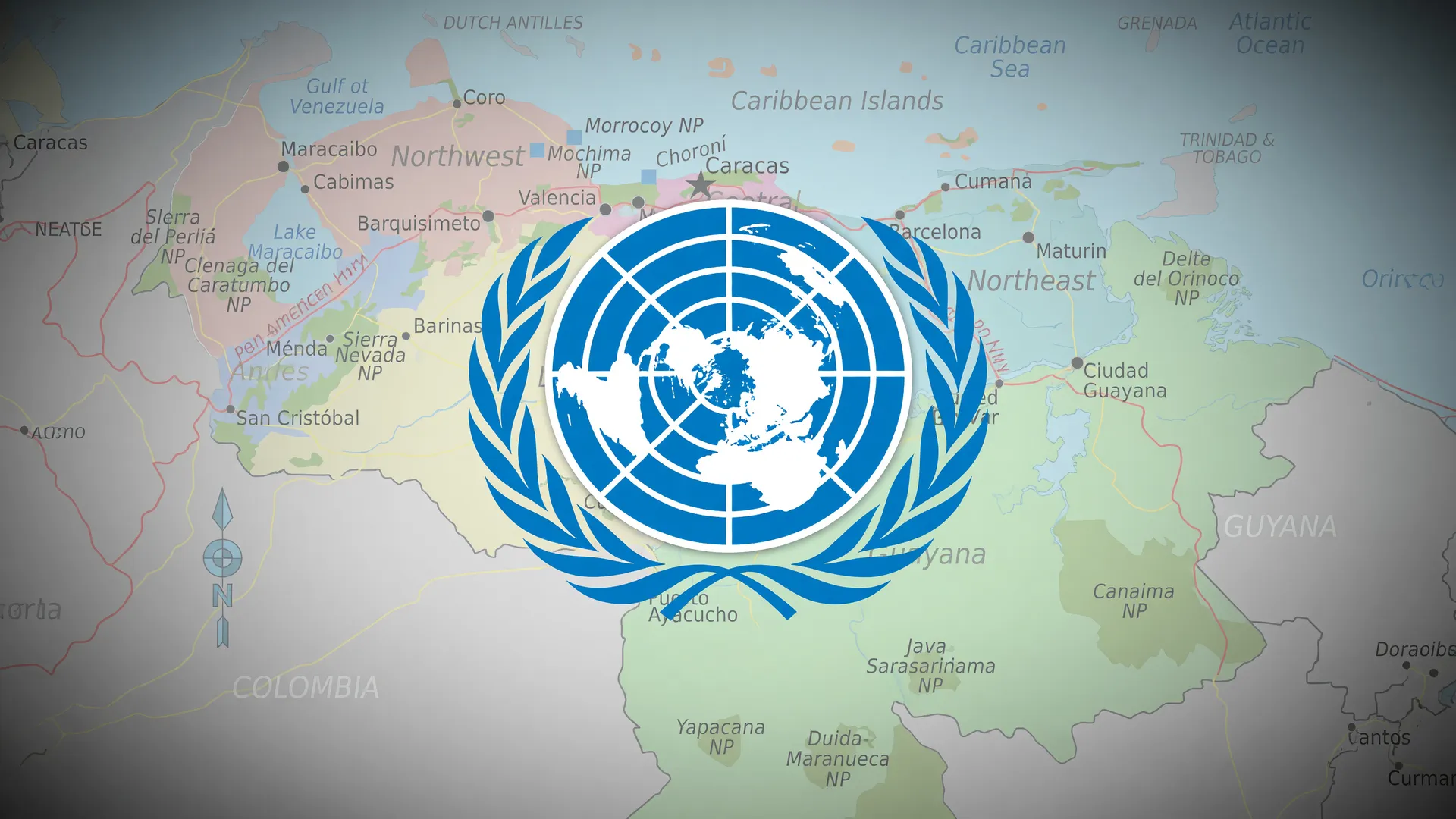 Mapa de Venezuela com símbolo da ONU representando resposta aos mortos terremoto Venezuela 2026