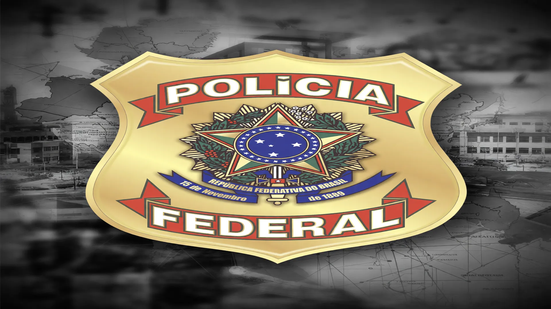 Brasão Polícia Federal em operação policial contra crime organizado em 14 estados do Brasil