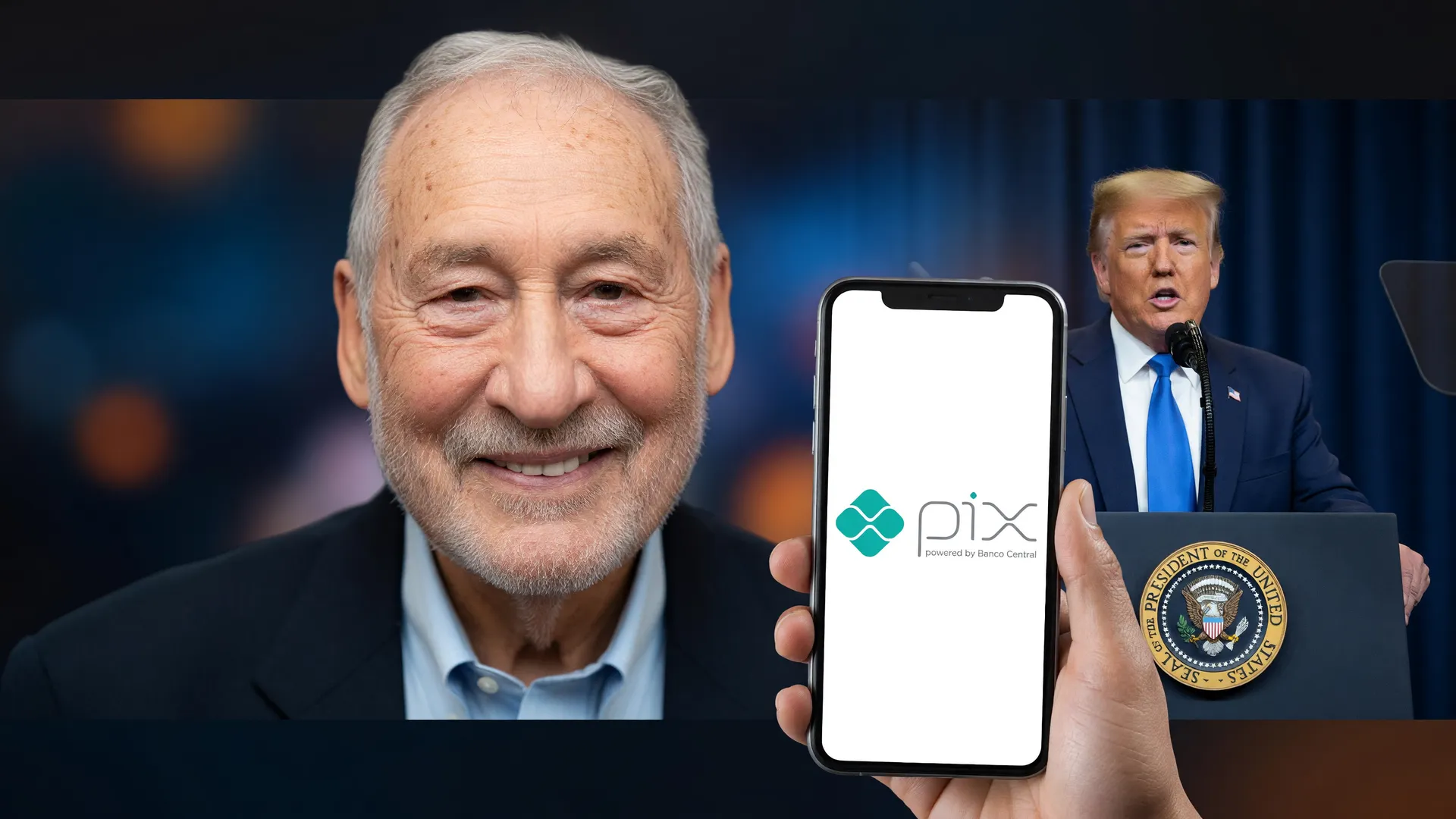 Stiglitz e o Pix no celular ilustram como Pix supera tarifas de Trump aplicadas ao Brasil