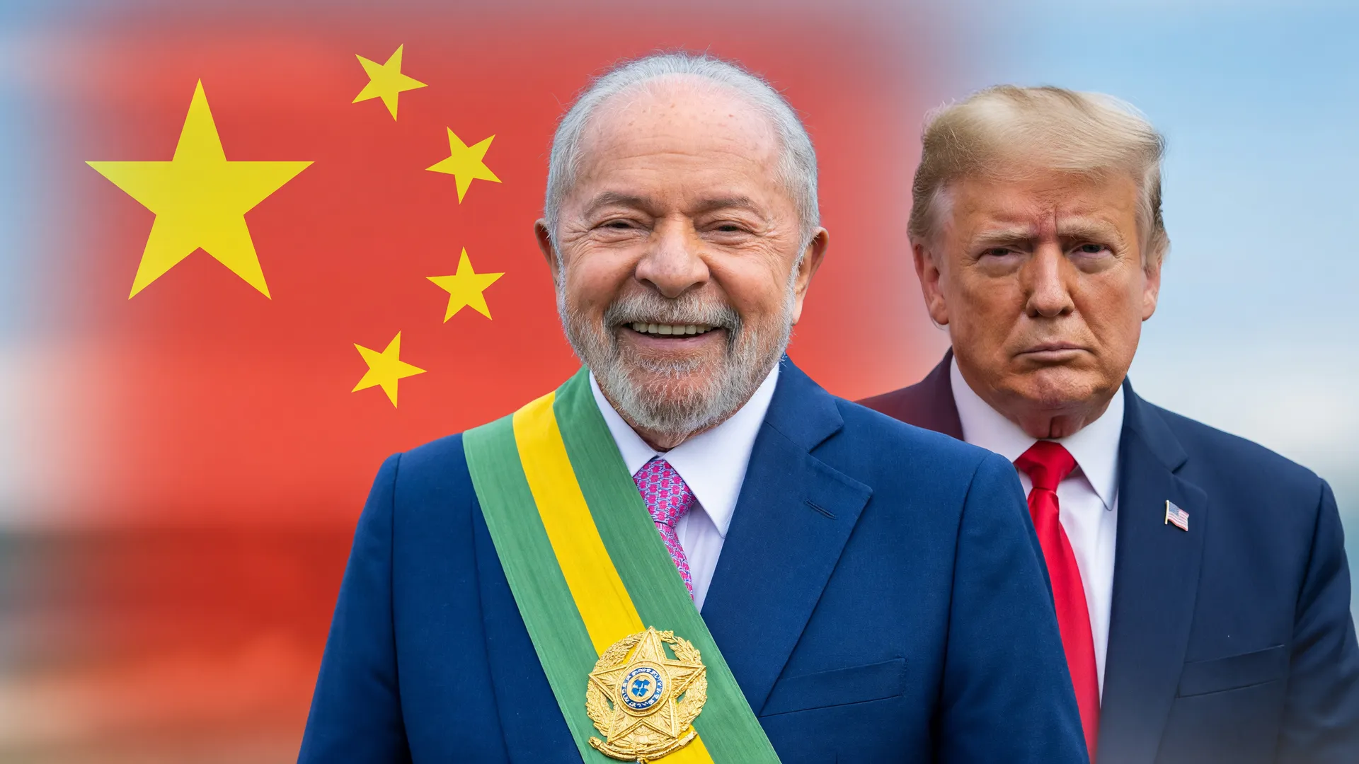 Lula em retrato com China e EUA, representando disputa pela política mineral brasileira de terras raras