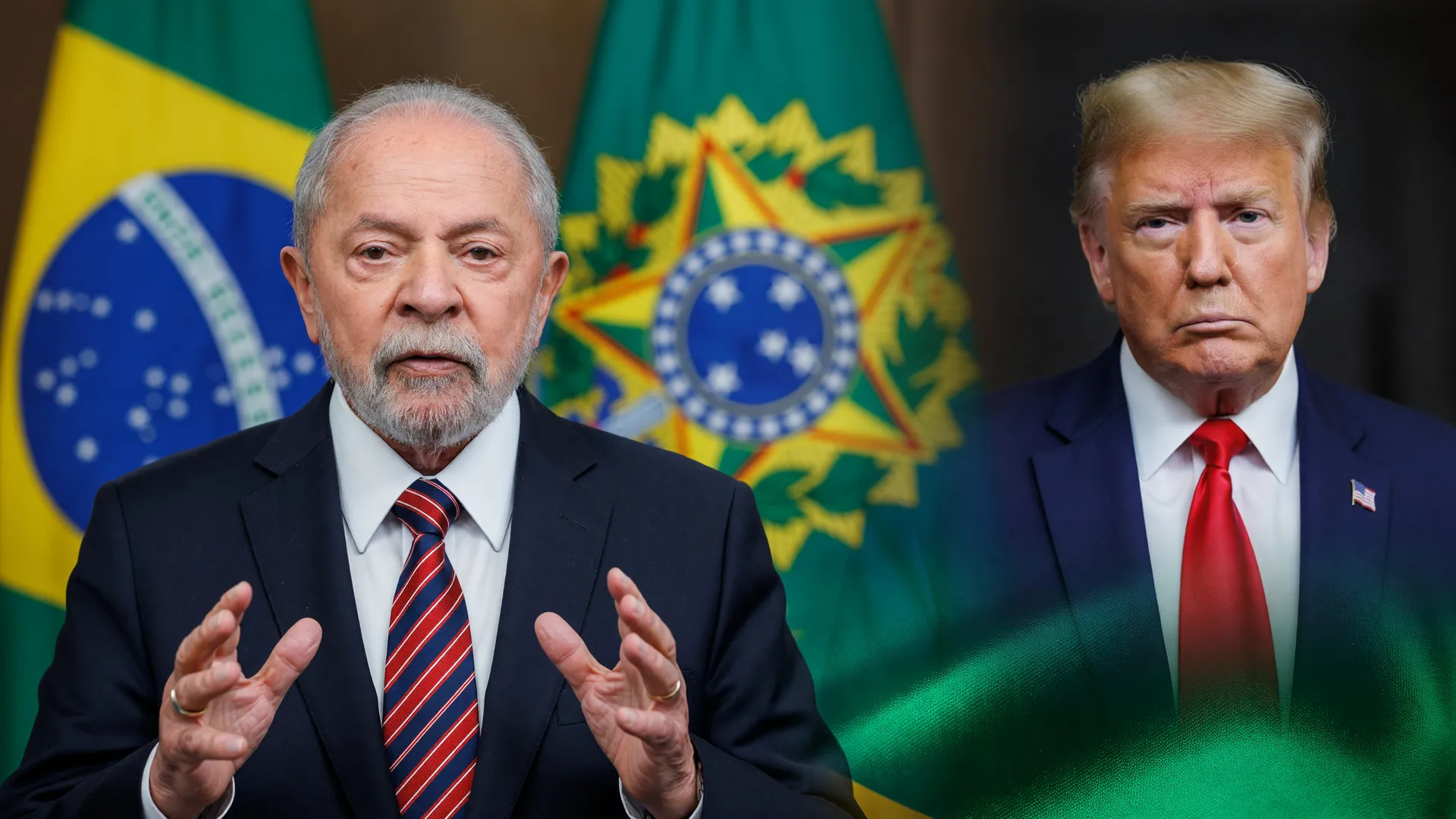 Lula e Trump simbolizam tensão na reciprocidade comercial Brasil EUA após tarifa de 25% dos EUA entrar em vigor