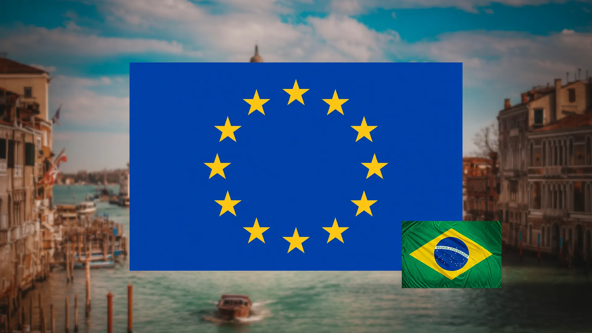Bandeiras da União Europeia e do Brasil simbolizam as restrições à cidadania italiana no tribunal europeu