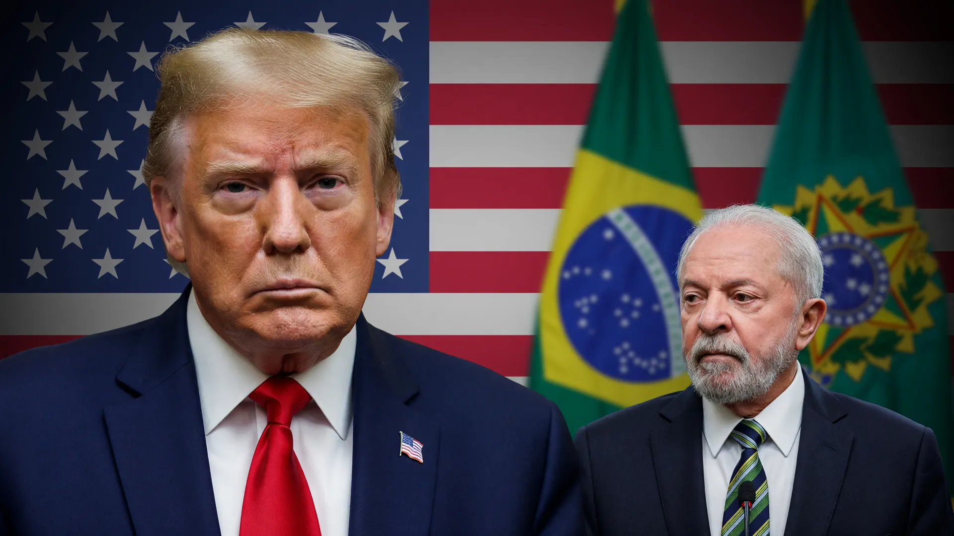 Trump anuncia tarifa de 25% dos EUA sobre produtos brasileiros, com Lula representando o Brasil