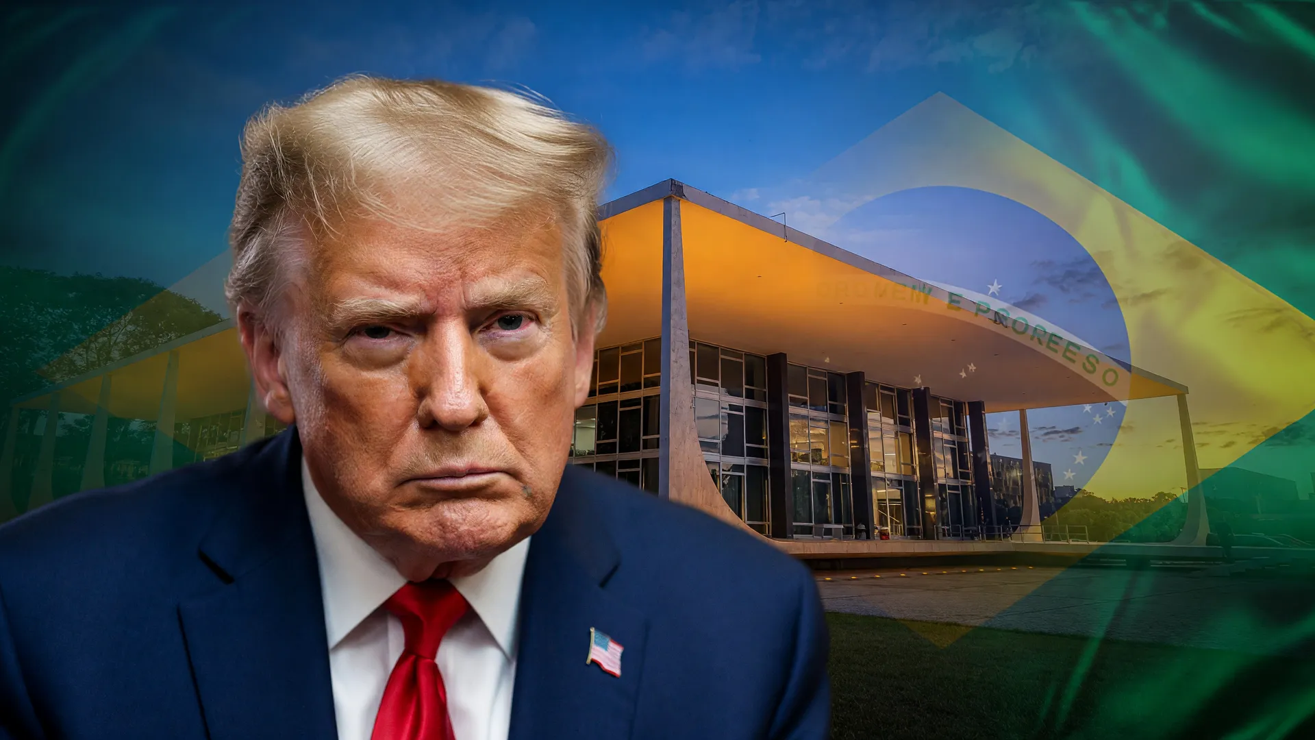 Trump e o STF simbolizam a tarifa de 50% ao Brasil imposta pelos EUA em meio à crise diplomática