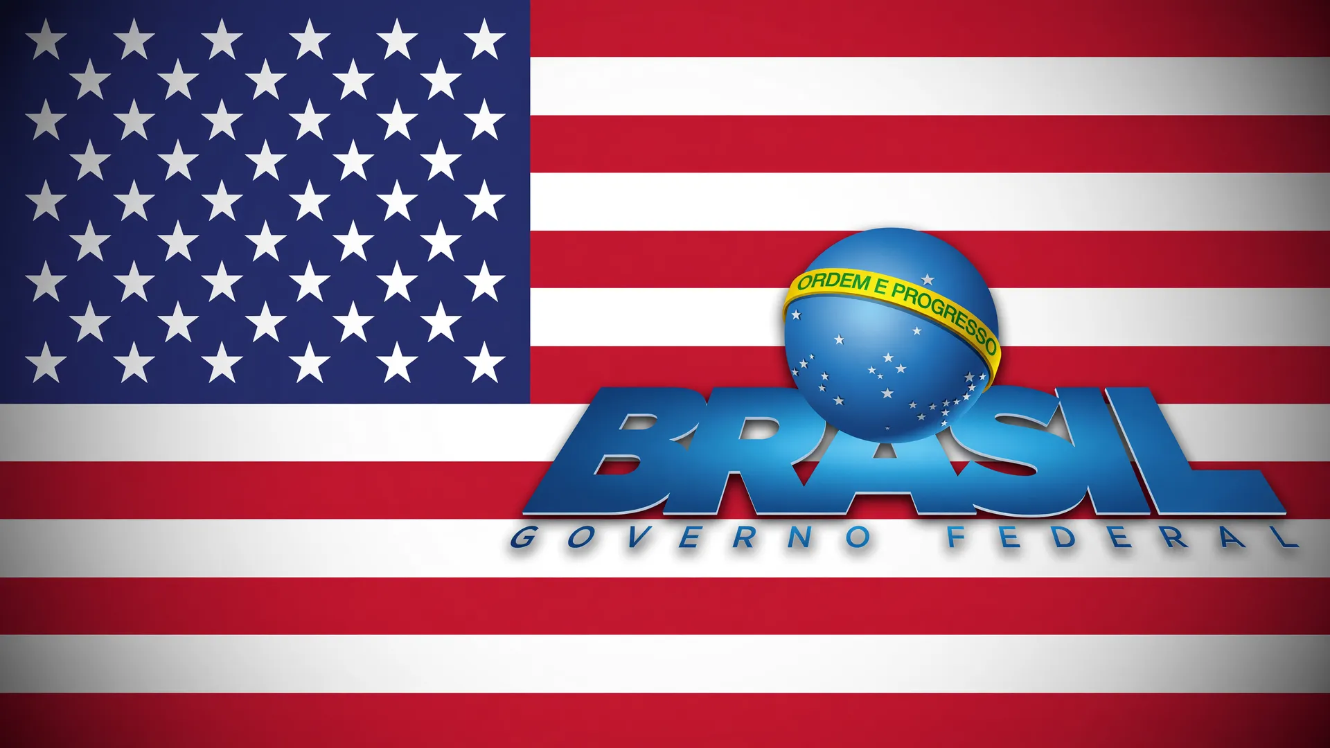 Bandeira dos EUA e símbolo do Governo Federal representam a tarifa EUA trabalho forçado Brasil no comércio bilateral.