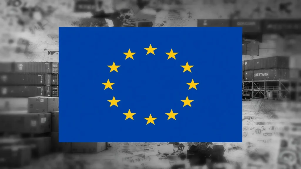 A bandeira da União Europeia representando a taxa de importação Shein Temu Europa
