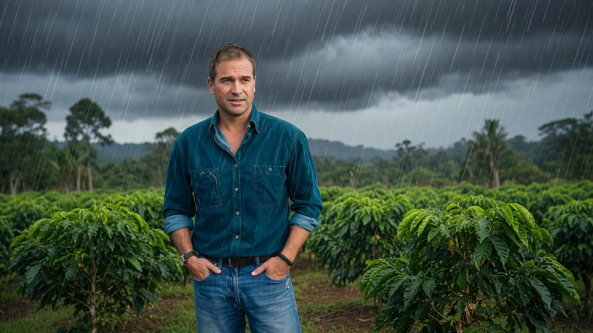 Chuva forte atinge lavoura enquanto produtor avalia estragos; temporais destroem safra de café em Garça
