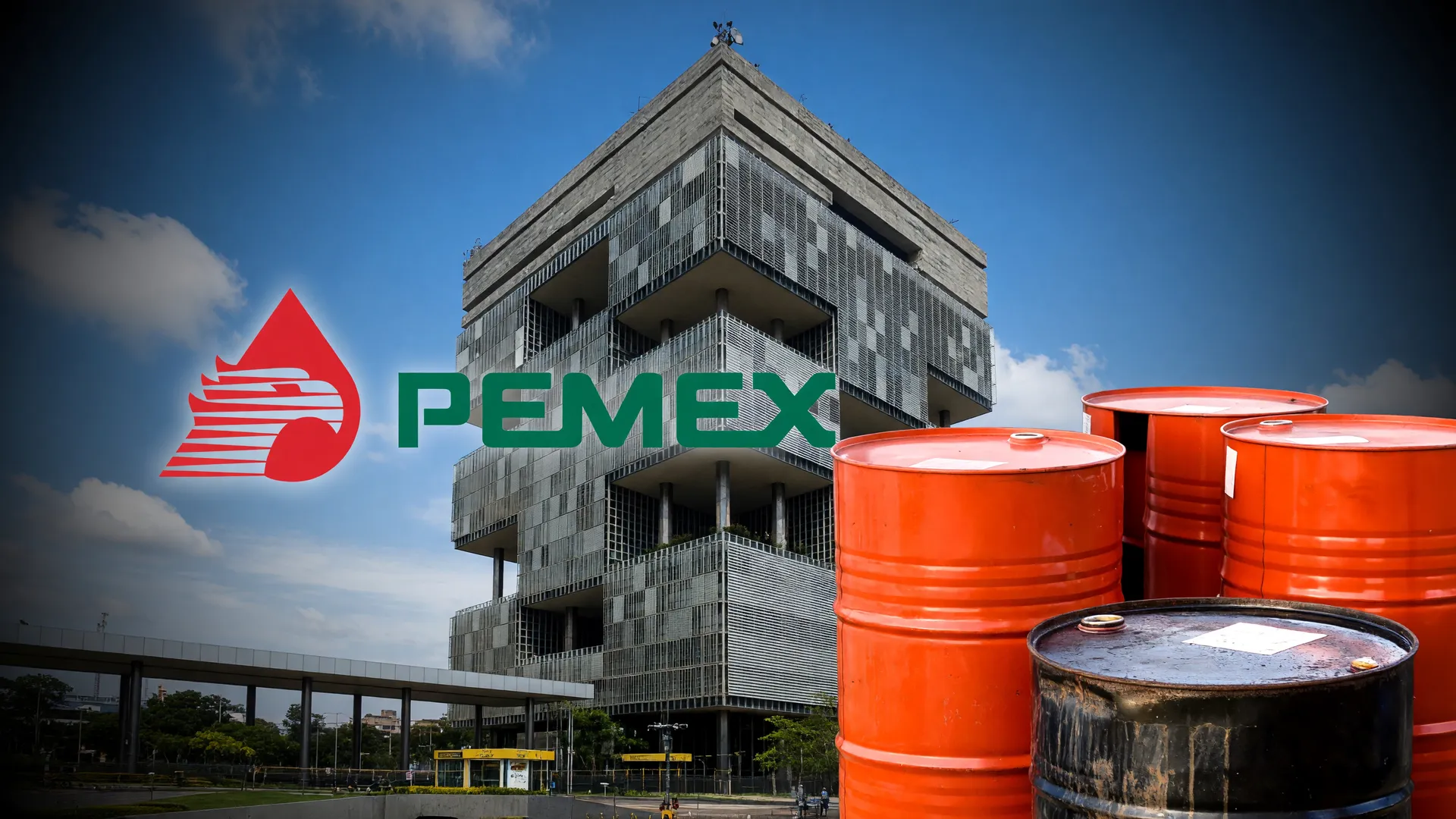 Acordo Petrobras Pemex petróleo: sede da estatal brasileira e logo da Pemex com barris de óleo