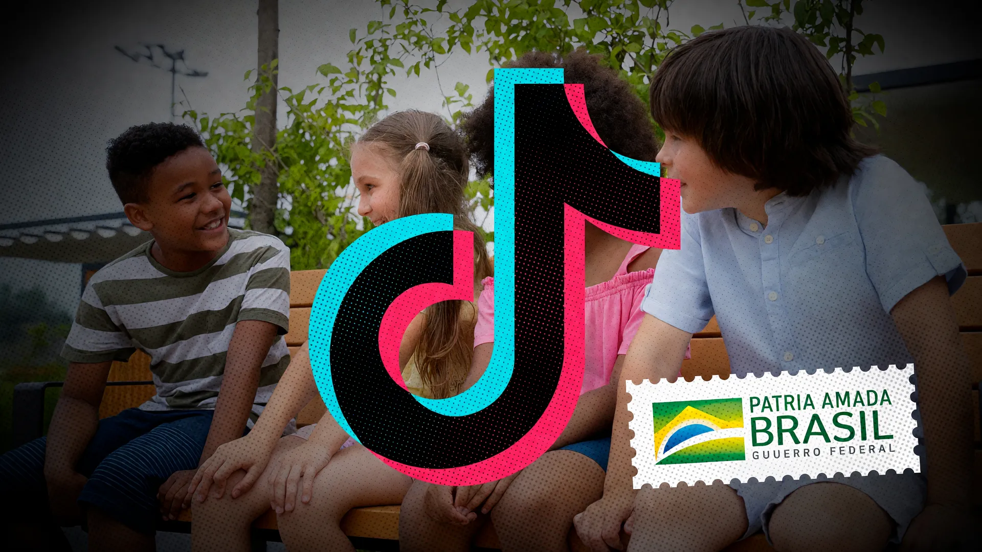 ANPD multa TikTok por proteção insuficiente de menores: logo do app, crianças e selo institucional