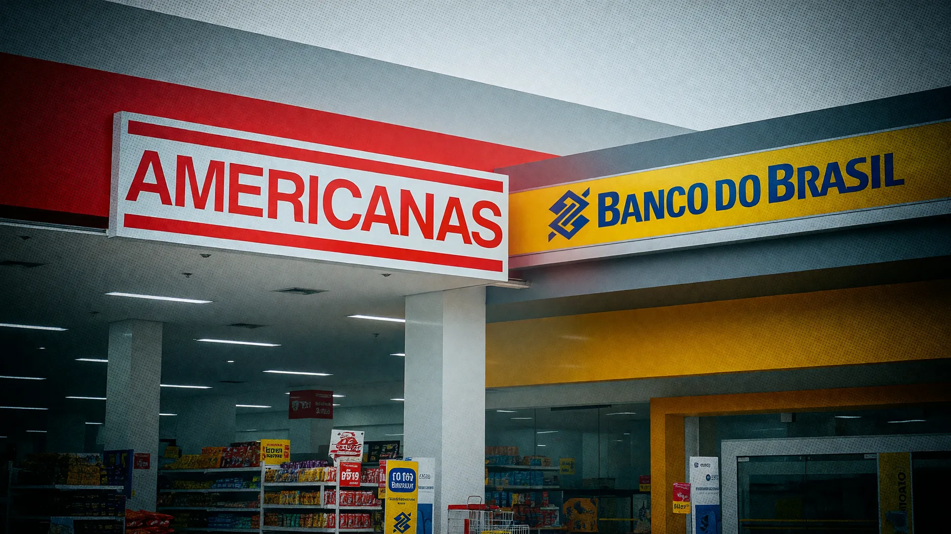 Fachadas da Americanas e Banco do Brasil simbolizam o temor de aperto no crédito ao varejo após crise no setor