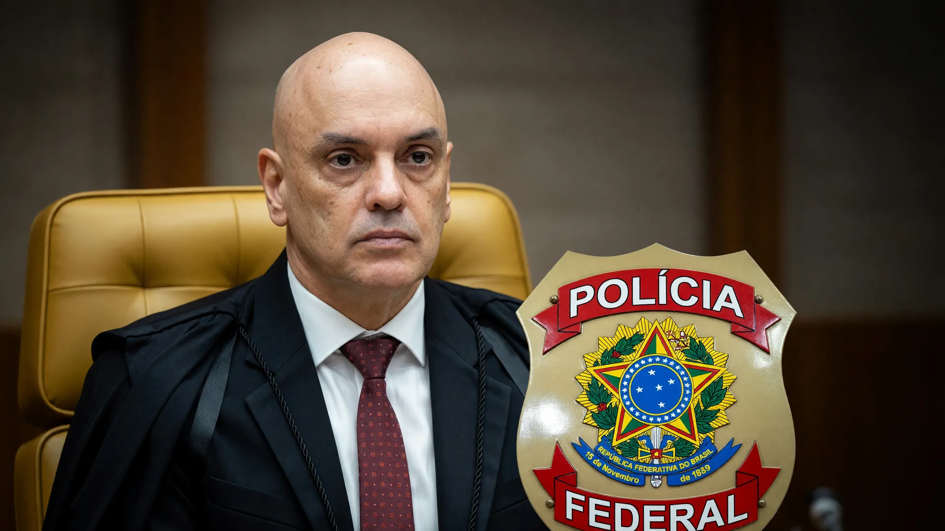 Alexandre de Moraes no STF e distintivo da Polícia Federal em caso de busca e apreensão ex-secretário Maranhão