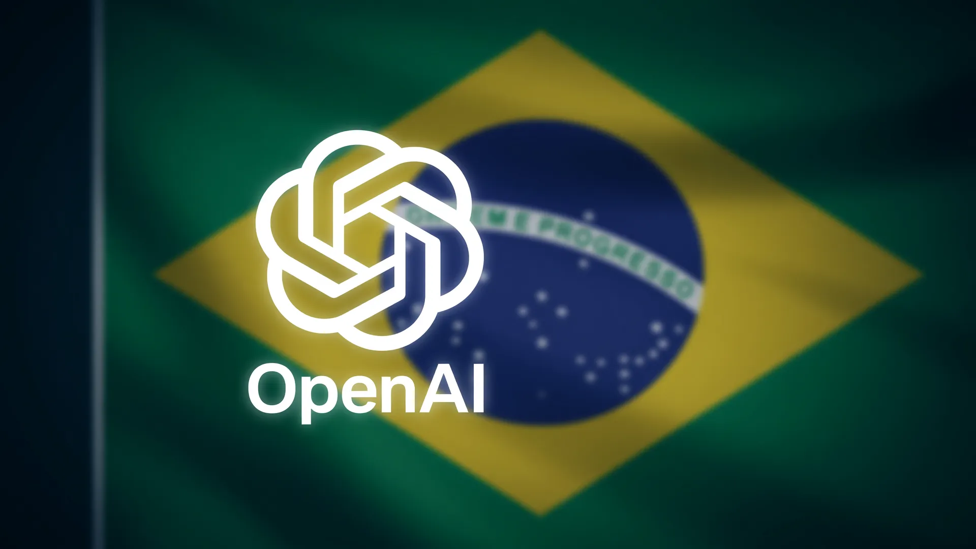 Logotipo do ChatGPT como prova de crime com bandeira do Brasil ao fundo, atmosfera tecnológica sombria