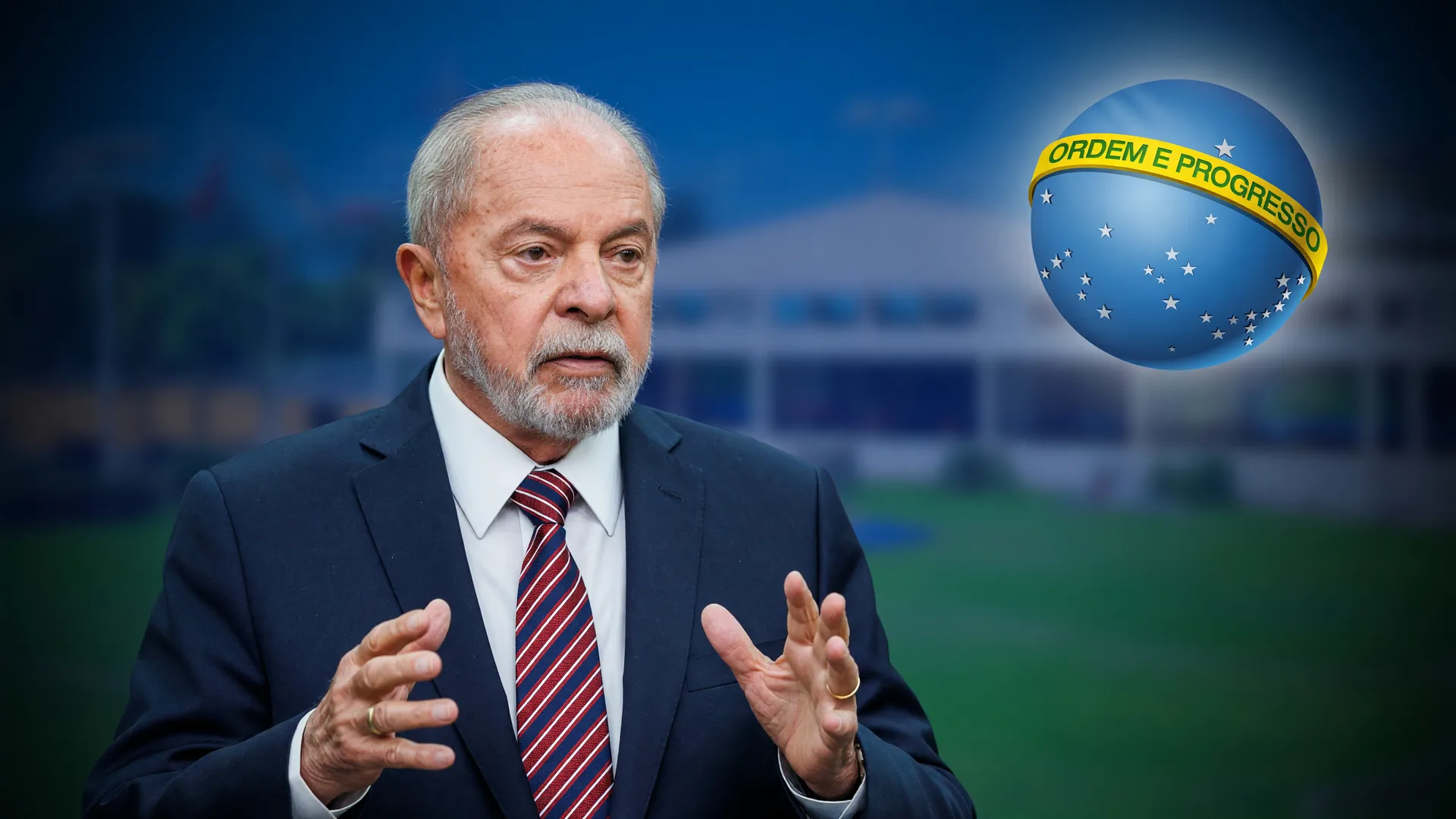 Presidente Lula e símbolo do Governo Federal em imagem sobre o CNU para estados e municípios