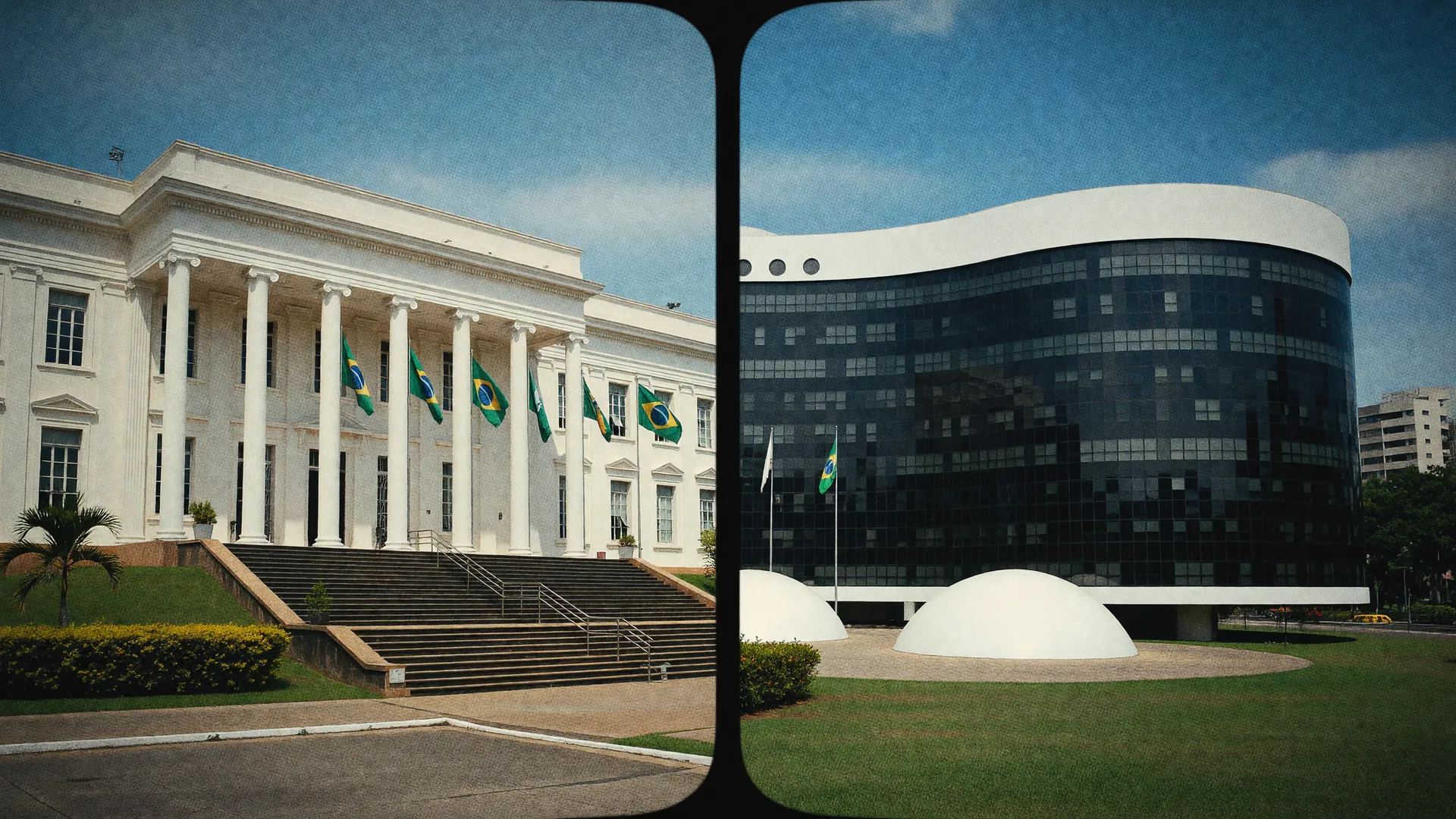 Fachadas do TCU e TSE em composição editorial sobre contas irregulares elegibilidade eleitoral