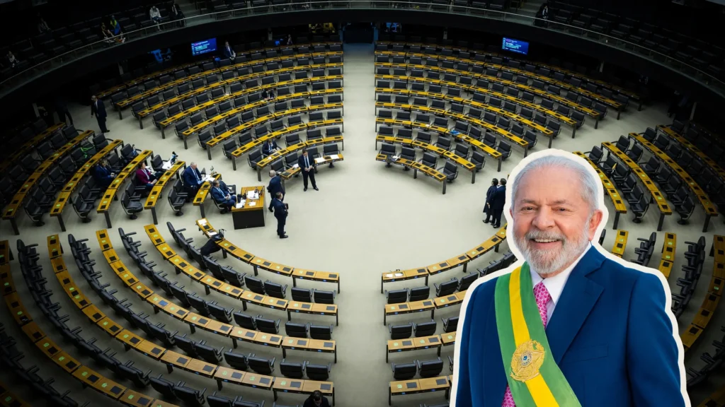 Plenário da Câmara dos Deputados e Lula; projeto de conversão de milhas em dinheiro é aprovado
