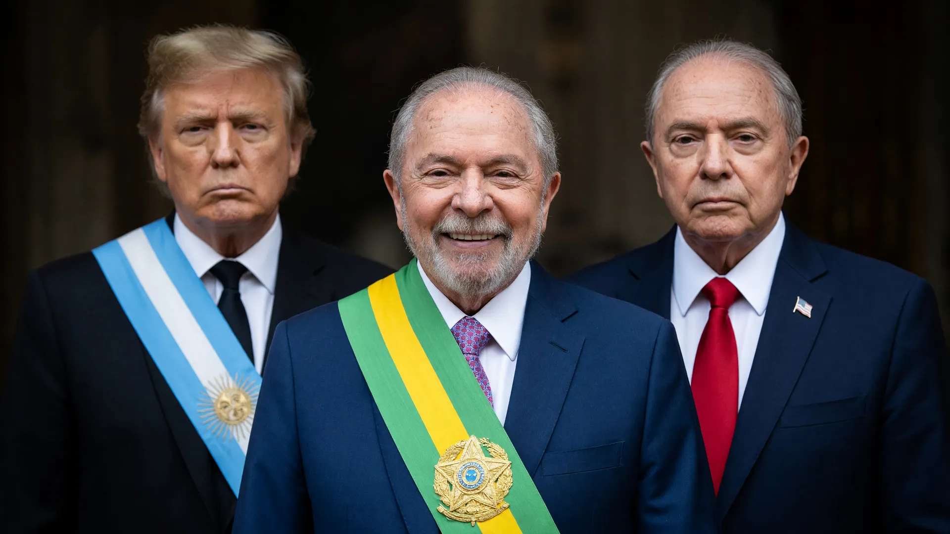 Lula entre Milei e Trump em montagem que ilustra a crise diplomática Brasil Argentina EUA