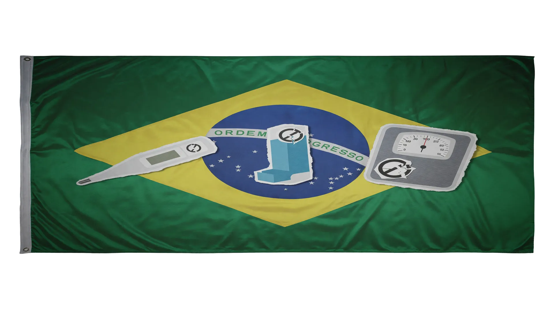 Equipamentos médicos piratas sem certificação sobre bandeira do Brasil em risco à saúde