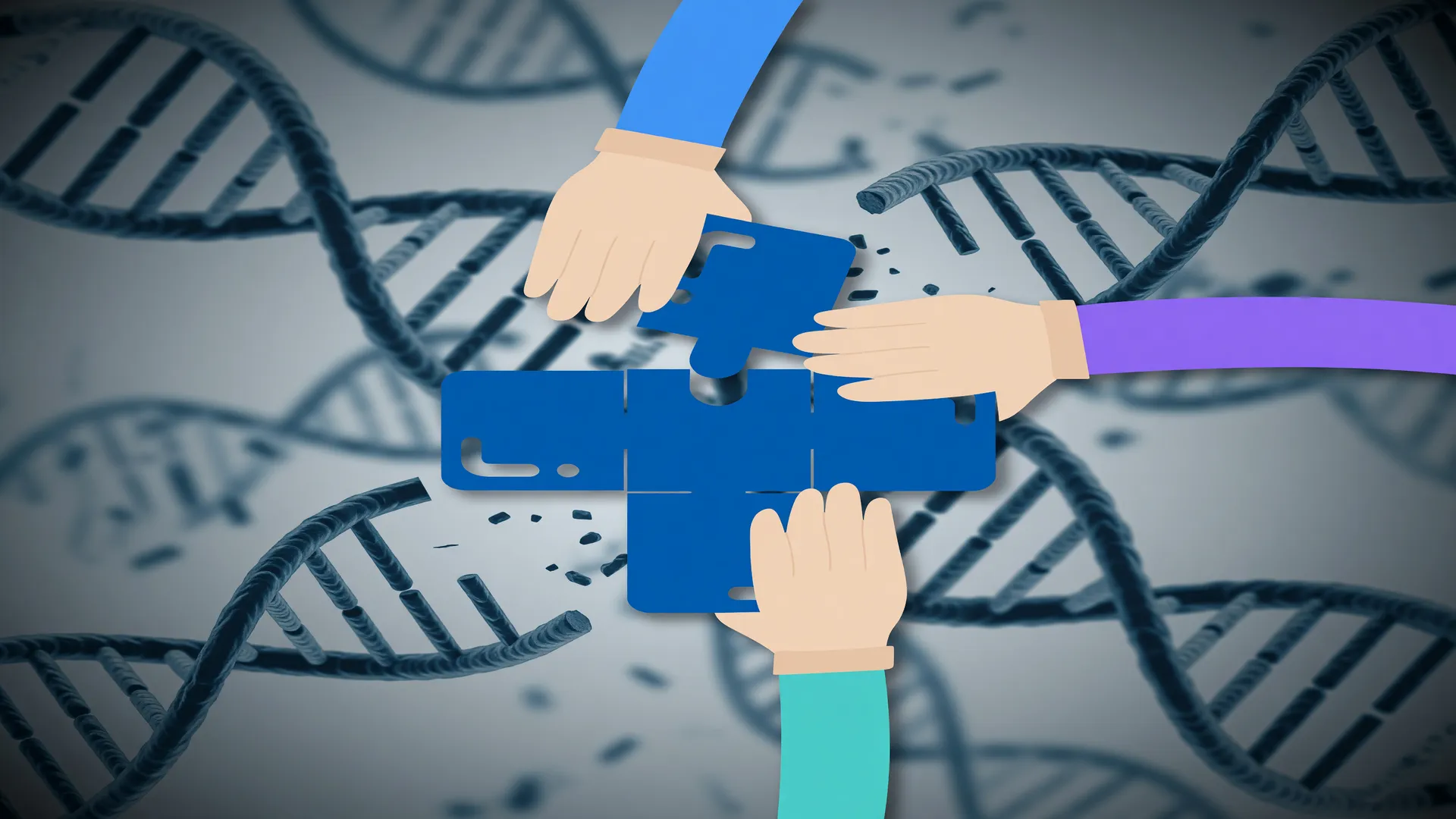 Mãos montando símbolo do SUS evocam desafio do exoma negativo diagnóstico genético de doenças raras