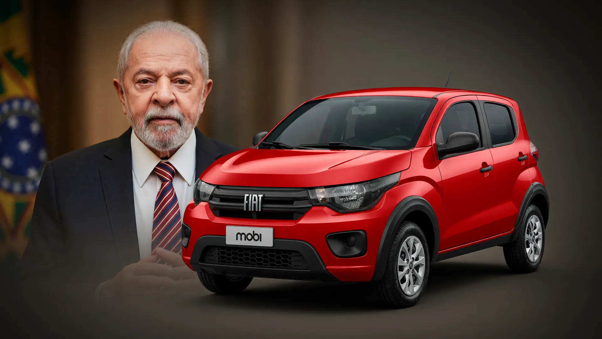 Carro popular vermelho em destaque com referência ao programa de financiamento de carro Move Brasil do governo Lula