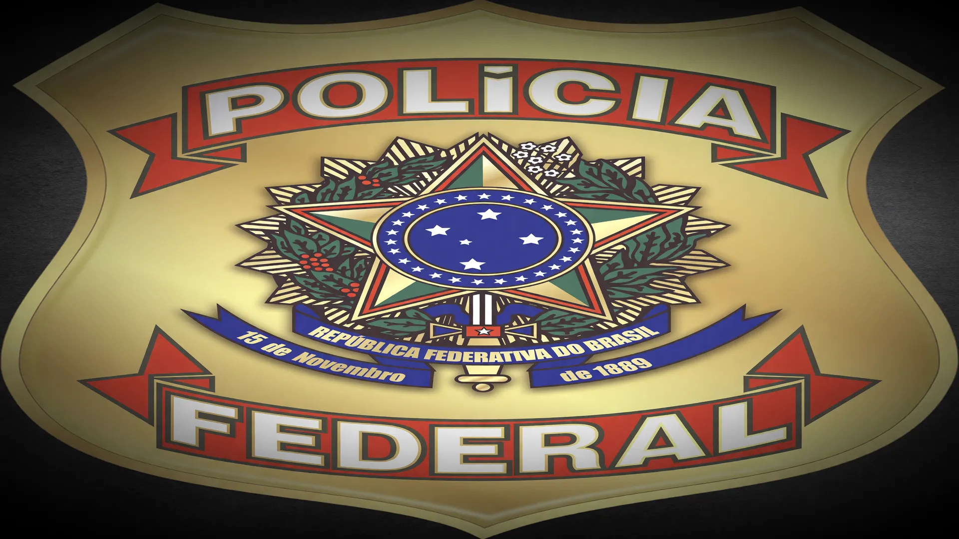 Brasão da Polícia Federal em operação contra fraude plano de saúde Serpro de R$ 8 milhões