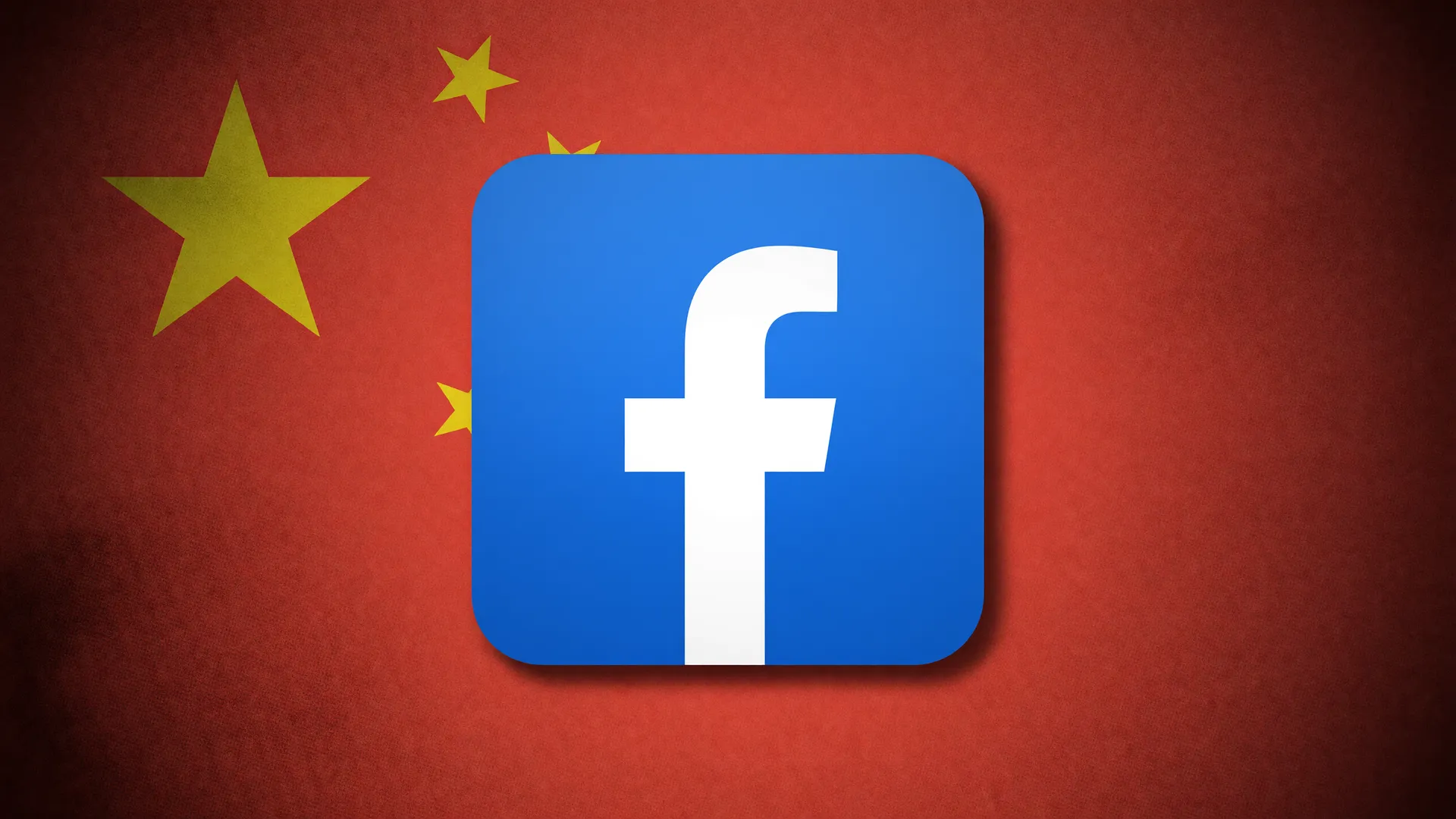 Logo do Facebook sobre bandeira da China, simbolizando o golpe do Valores a Receber investigado pela UFRJ