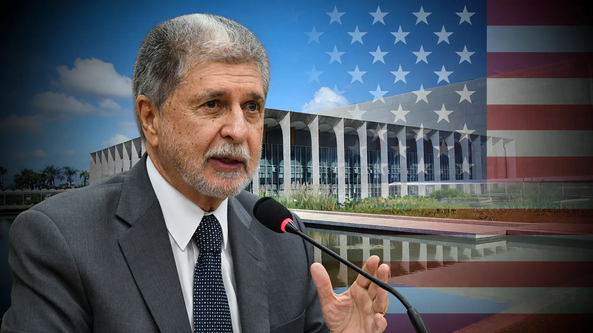 Celso Amorim fala ao microfone sobre a indicação de embaixador dos EUA ao Brasil em meio à crise diplomática