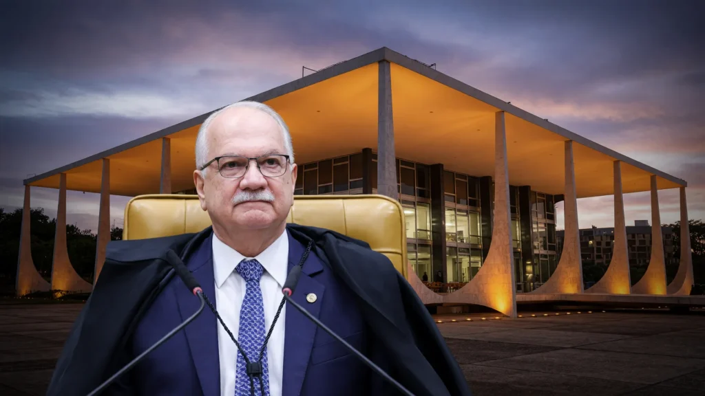 Edson Fachin e fachada do STF, símbolo do debate sobre juízes acima do teto constitucional