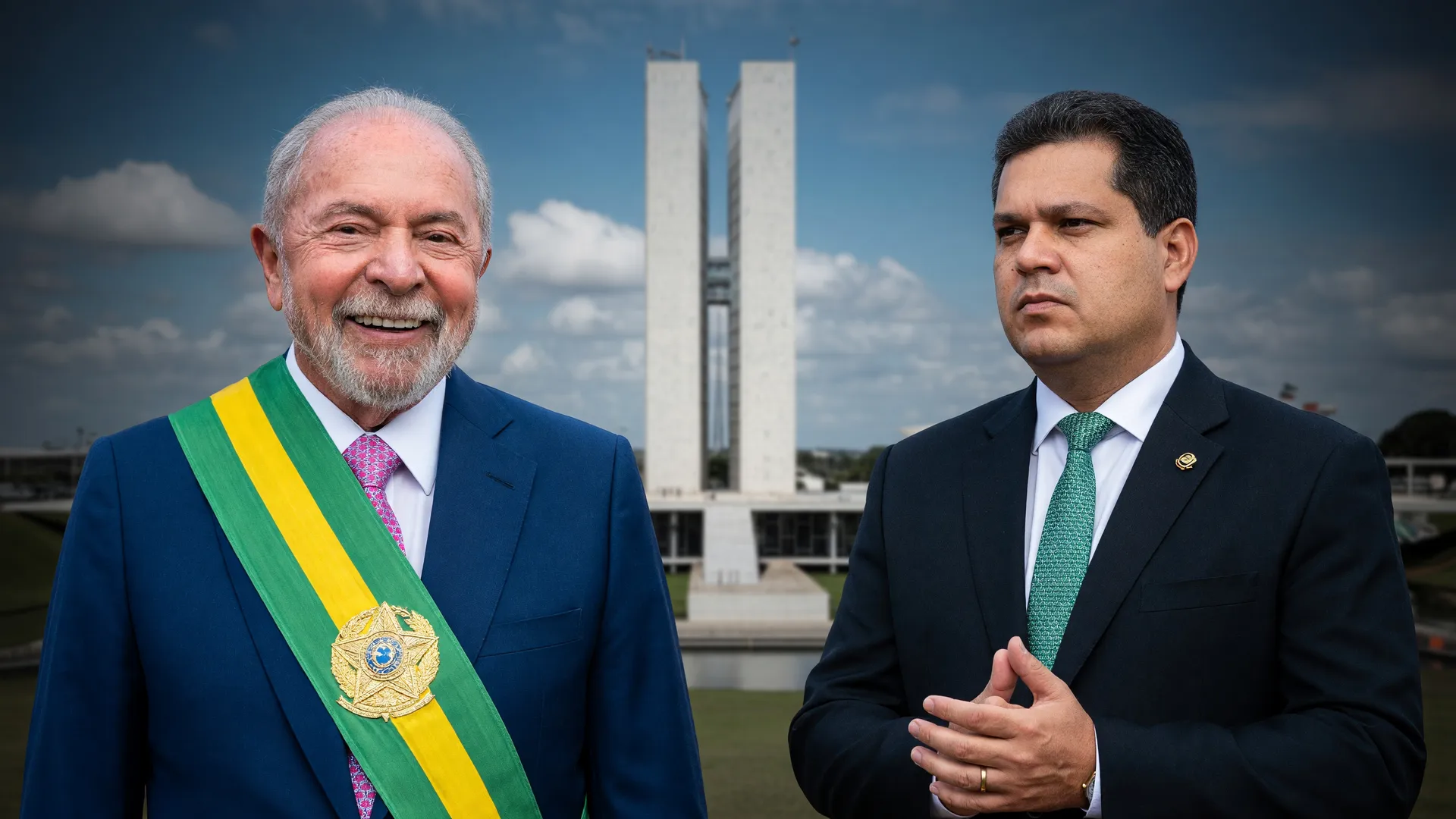 Lula e Davi Alcolumbre ao fundo do Senado Federal, pressão pelo Ministério da Segurança Pública Lula