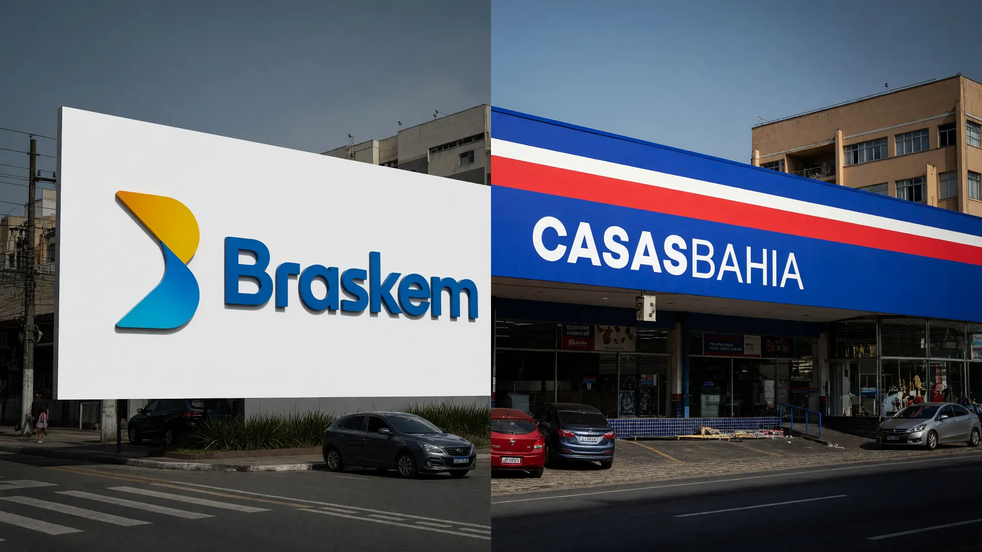 Fachadas da Braskem e Casas Bahia simbolizam a onda de recuperação judicial de empresas no Brasil sob juros altos