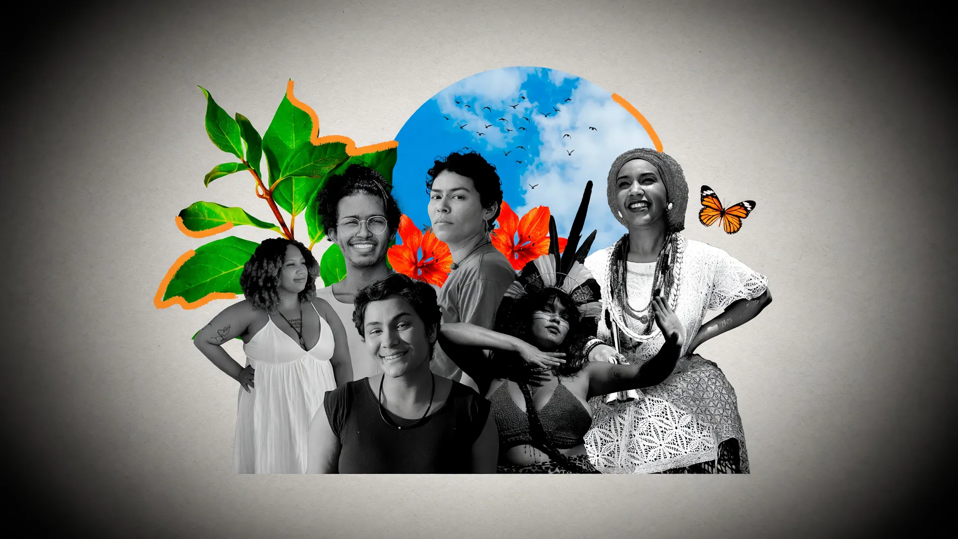 Jovens brasileiros em composição artística representando a troca de emprego no Brasil