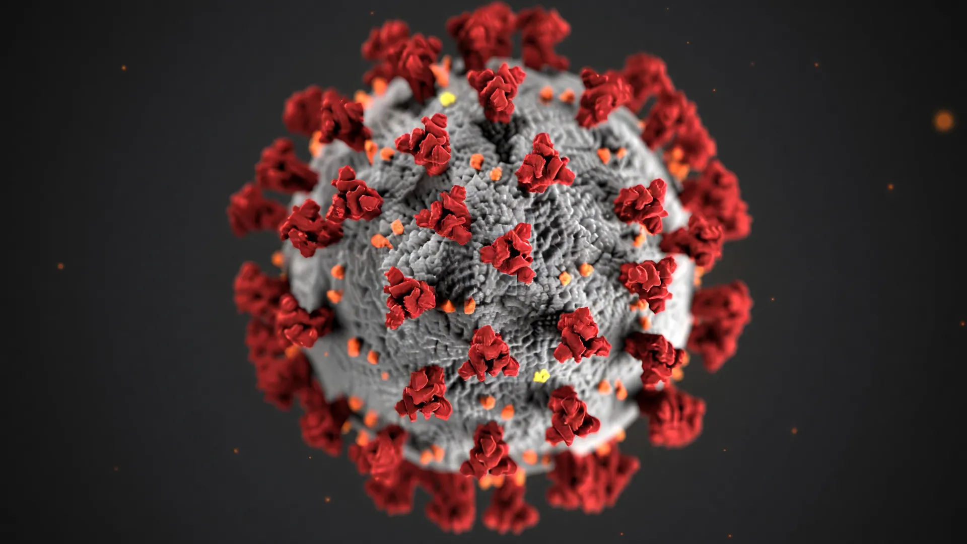 Renderização 3D de vírus com proteínas spike simboliza tecnologia da vacina de mRNA contra gripe aprovada