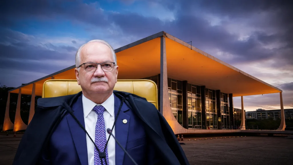 Ministro Fachin diante do STF durante julgamento sobre vínculo empregatício motoristas de aplicativo