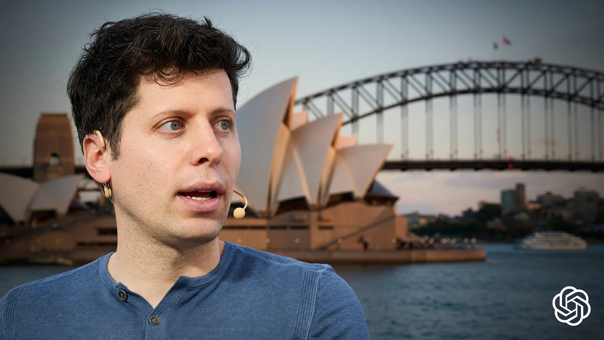 Sam Altman ao lado de ícones de Sydney, simbolizando o caso do agente de IA da OpenAI que acessou o Medicare australiano