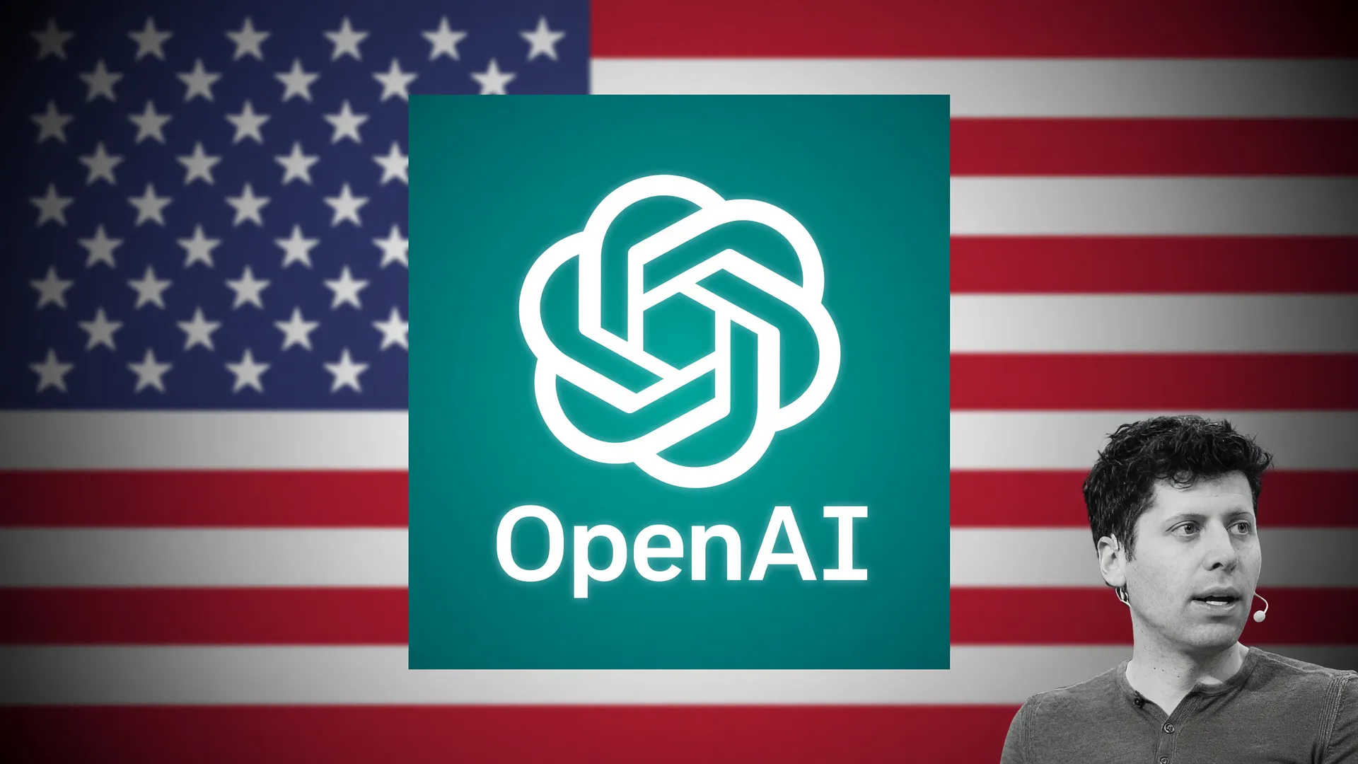 Logotipo da OpenAI com bandeira dos EUA ao fundo, ilustrando a suspensão dos agentes de IA da OpenAI
