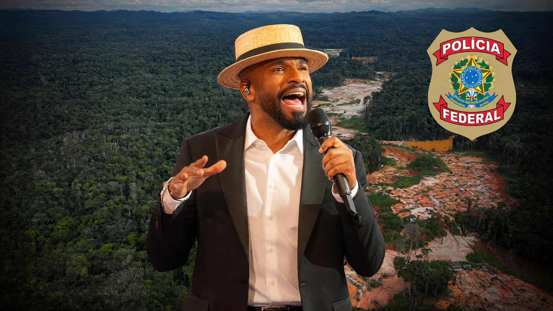 Alexandre Pires e distintivo da PF sobre garimpo ilegal na Amazônia, caso Alexandre Pires garimpo ilegal PF