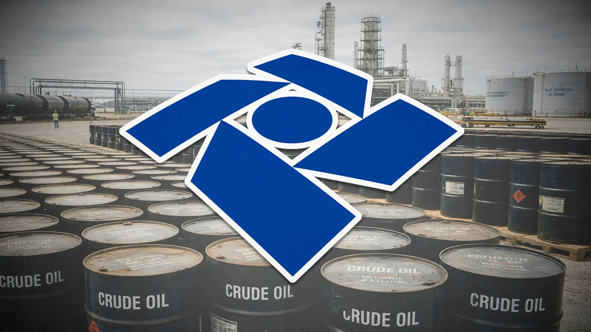 Símbolo da Receita Federal e barris de petróleo simbolizam a arrecadação federal recorde em agosto