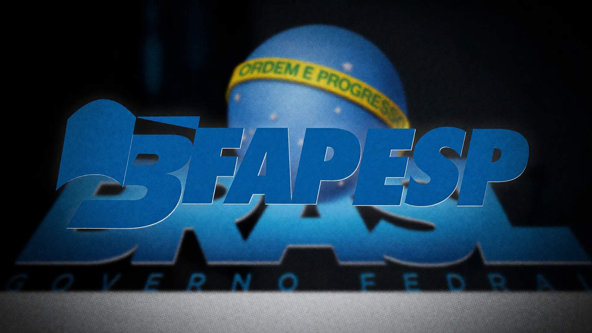 Logotipo da Fapesp em destaque, representando corte nas bolsas Fapesp para o exterior em graduação e mestrado