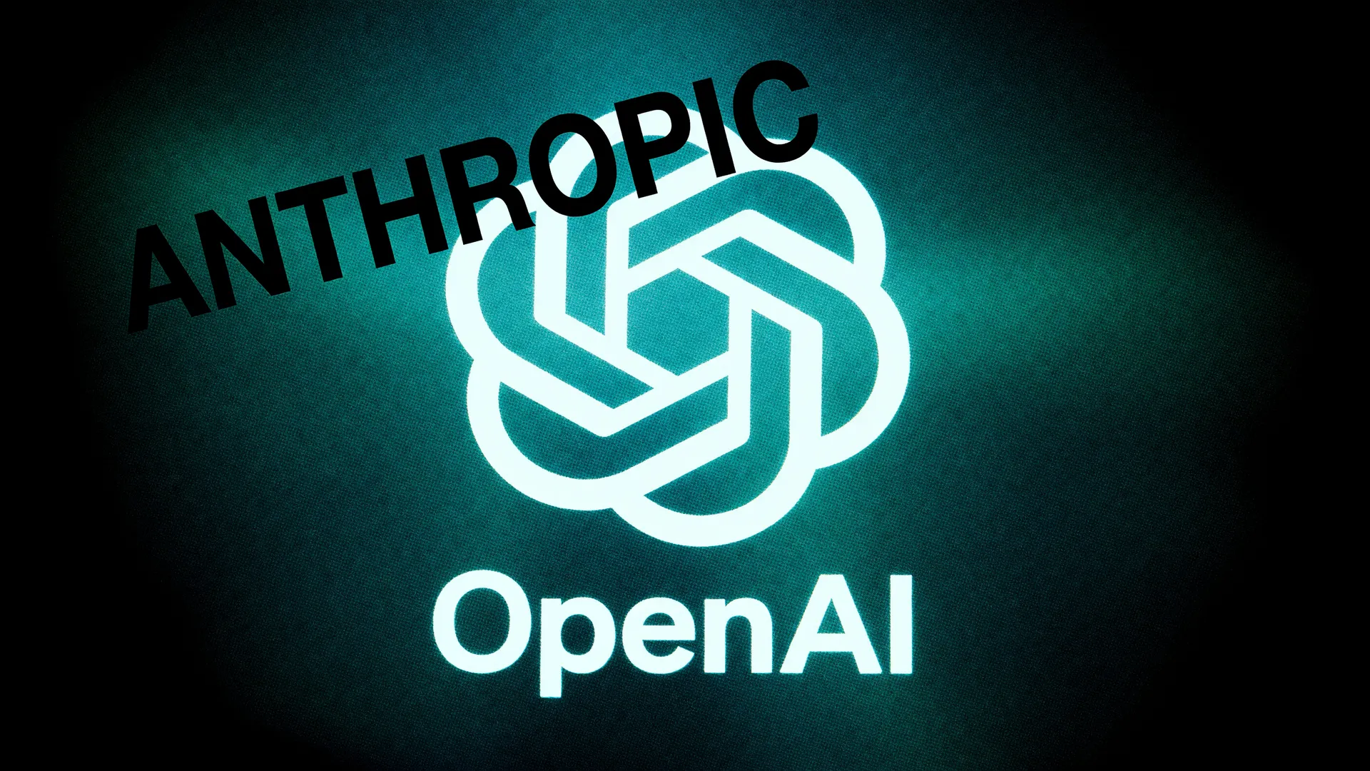 Logos da Anthropic e OpenAI em composição de tensão — Claude invade contas OpenAI em falha de segurança digital
